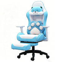 Siège de jeu inclinable pour streaming e-sport, idéal pour la pause déjeuner, cybercafé, café internet, avec coussin lombaire motif chat.