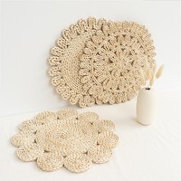 Mantel Individual Moderno de Fibra de Maíz Natural, Ecológico, Biodegradable, Hecho a Mano, Antideslizante, Resistente al Calor para Mesa de Té y Uso en Exteriores