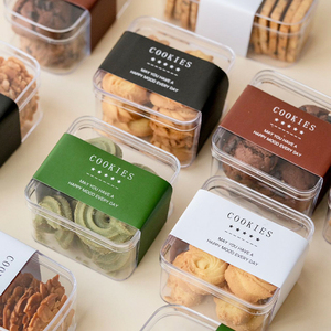 Boîte en plastique multi-tailles personnalisée de qualité alimentaire PS/PET transparente de forme unique pour emballage de gâteau biscuit pour pâtisserie dessert tiramisu - Product Image 1