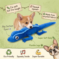 Jouet pour chien en peluche recyclée en forme de lézard, super doux, durable, couineur, interactif, pour chiot, à mâcher, écologique, intérieur/extérieur, usine OEM ODM