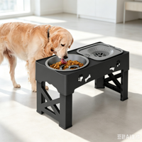 Nouveau 2026 Gamelle surélevée 2-en-1 pour chien à alimentation lente, réglable en hauteur et pliable