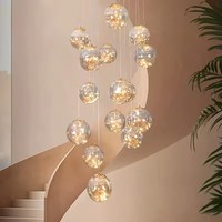Moderne Simple Étoilé Escalier Lampe Long Lustre En Verre Pendentif Lumière pour Bureau À Domicile pour Villa Loft Appartement Salon