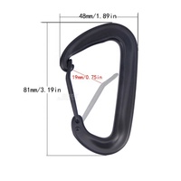 OEM/ODM Léger 8 #   Mousquetons en métal 6061 en forme de D, entièrement noirs, avec anneau fendu, pour porte-clés, casque, sac à dos, usage minier, personnalisés