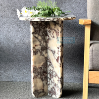 Table basse en marbre violet socle bas salon en marbre luxe plateau rond naturel Calacatta Table basse violette Table d'appoint