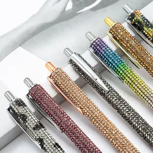 High Quality Promotion Gift Glitter Ball Pen Multicolor Design Press Retractable Metal Diamond Pen