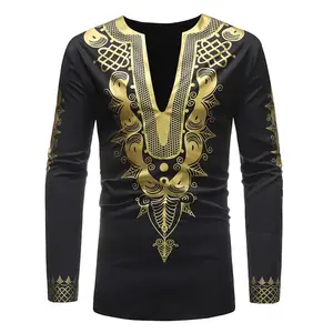 New arrival men african clothes long sleeve print t shirts dashiki for men