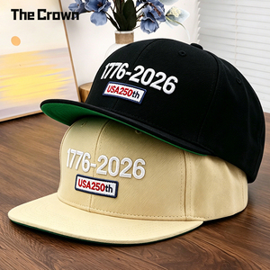 Custom Logo 3D Embroidered 6 Panel Flat Brim <b>Cap</b> Wholesale Two Tone <b>Hat</b> With Green Undervisor Single Row Snapback Manufacturer - Product Image 1