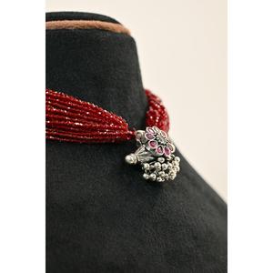 Vintage 925 <b>Silver</b> Oxidised Jantar Beaded Necklace Natural Stone Crystal Claw Setting Inlay Women's Ethnic Statement Jewelry - Product Image 3