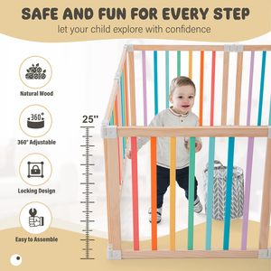 Parque <span class=keywords><strong>infantil</strong></span> de <span class=keywords><strong>madera</strong></span> de varios colores con forma plegable y tamaño, corralito para niños, puerta plegable para bebés, Corralitos de <span class=keywords><strong>madera</strong></span> para niños - Product Image 4