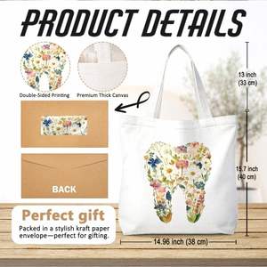 Sacs fourre-tout pour femmes, cadeaux pour dentistes, hygiénistes dentaires et assistants dentaires, sacs fourre-tout en toile réutilisables et pliables - Product Image 3