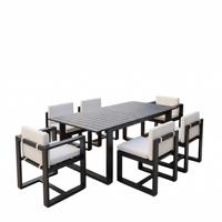 Ensemble de salle à manger de patio moderne en aluminium, 6 places, table et chaises d'extérieur, coussins amovibles imperméables, mobilier de jardin