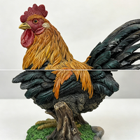 Harz-Kunsthandwerk Hahn Gartenfigur Dekorative Figur Handbemalt Realistischer Stil Modisch Perfektes Weihnachtsgeschenk 3D-Dekoration