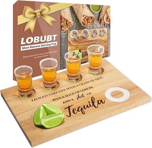Logotipo personalizado Tequila vuelo tablero de madera bandeja para servir muestra Mini vaso de whisky taza para beber - Product Image 3