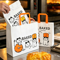 Emballage alimentaire personnalisé avec logo imprimé, en kraft brun recyclé, poignée renforcée, résistant à la graisse, adapté aux traiteurs, aux thés, aux desserts et aux pâtisseries