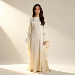 Vestido Abaya Informal y Modesto de Poliéster Liso de Alta Calidad para Mujeres Musulmanas, Venta al por Mayor de Proveedor Chino - Product Image 1