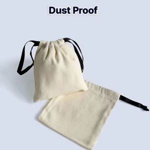 Premium Quality Thick Cotton Fabric <b>Drawstring</b> Bag Durable Mini Closure Dust Pouch for Gift Packaging - Product Image 5