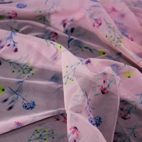 Tissu imprimé floral 100 % polyester écologique et organique, léger et transparent, idéal pour les robes de filles, les mariages et les rideaux.