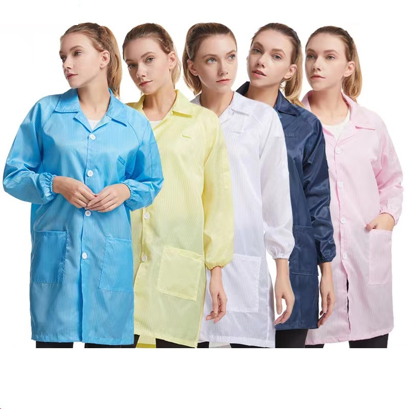 Customized Size Clothes Natural Antistatic Filter Cloth Cleanroom Garment Services Anti Static Polyester Smock