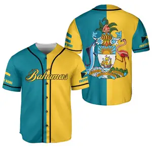 Verkoop Bahamas Logo Aangepaste Baseball Shirt Voor Mannen Groothandel Direct Verkoop 3d Gedrukte Bahamas Baseball Truien Shirts