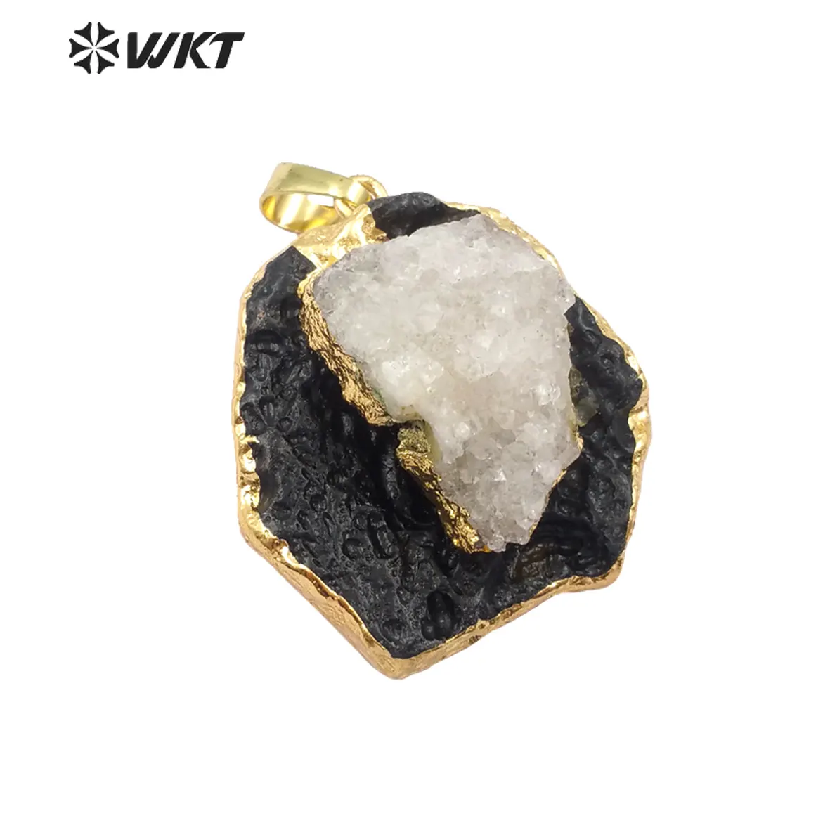 WT-P1389 Grosir Desain Mode Kustom Tektit Hitam dengan UNTUK Mode Wanita Pembuatan Perhiasan Druzy Quartz Liontin Unik