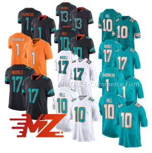Mannen Jeugd Vrouwen # 1 Tua Tagovailoa # 10 Tyreek Hill # 17 Jaylen Waddle # 13 Dan Marino American Football-shirt - Product Image 1