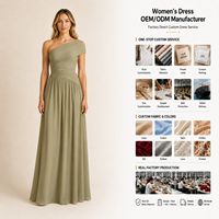 Robes décontractées à une épaule de haute qualité pour femmes, robes longues plissées sur mesure en mousseline de soie ajustées pour l'été, grandes tailles