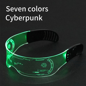 Cyberpunk Style LED Glasses <b>Black</b> <b>Frame</b> Acrylic Lens Glowing Disco Party Props Unisex Fashionable Outfits Halloween - Product Image 5