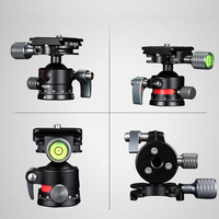 Trépied en alliage d'aluminium à 3 axes avec tête panoramique à 360 degrés et base à vis de 1/4 pouce, avec lumière LED pour appareil photo reflex numérique