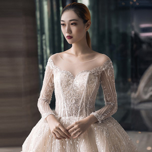 <b>Bridal</b> Gown Off Shoulder Long <b>Sleeves</b> Ball Gown Natural Waistline Lace Sweetheart Neckline Backless Design - Product Image 1