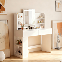 Table de maquillage moderne de luxe écologique avec miroir lumineux sur pied, design pour chambre à coucher et salon, coiffeuse