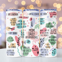Vaso Térmico Delgado de 20oz con Frase Inspiradora de Afirmación Diaria para Mamás Primerizas, Taza de Viaje Personalizada de Acero Inoxidable Aislada