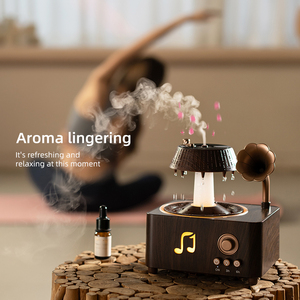 2026 nouveau Unique ménage Gramophone haut-parleur blanc bruit rotatif goutte de pluie humidificateur 7 couleur Led huile essentielle diffuseur d'arôme - Product Image 3