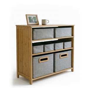 Mobiletto portaoggetti multifunzionale a tre strati in bambù stile moderno con cestelli per <span class=keywords><strong>bagno</strong></span> e soggiorno - Dimensioni e colore personalizzabili - Product Image 1