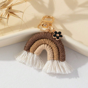 <span class=keywords><strong>Porte</strong></span>-clés Bohème de Haute Qualité avec Pompons, Fait Main, Breloque Téléphone Fille, Pendentif Sac, Anneau de Clés Tressé - Product Image 3