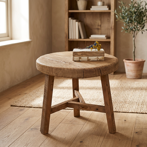 Tabouret de présentation rustique en bois, support décoratif d'intérieur pour plantes, petit tabouret moderne en bois blanchi, fournisseurs Inde - Product Image 3
