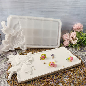 Moules de coulée en résine faits à la main pour bricolage ornements décoratifs Ins Style Silicone fleur plateau moule X0327 - Product Image 5