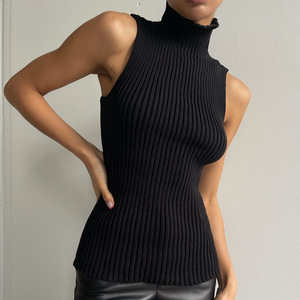 PASUXI abbigliamento donna moda all'ingrosso nuovo maglione dolcevita Slim Fit comodi top <span class=keywords><strong>senza</strong></span> <span class=keywords><strong>maniche</strong></span> lavorati a <span class=keywords><strong>maglia</strong></span> - Product Image 3