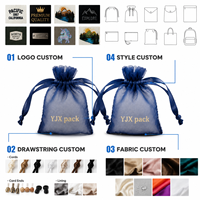Pochette à cordon en organza bleu dégradé, mini sac en organza transparent pour bijoux, perles aromatiques, cadeau de mariage, logo personnalisé