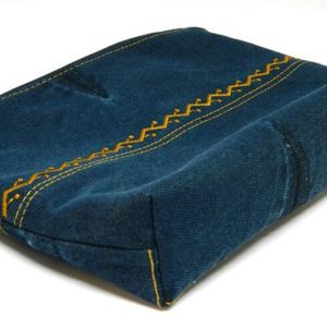 <b>Jeans</b> Casual Cosmetic Bag Custom DIY Denim Embroidered Makeup Organizer Large Capacity Recycled Denim Zipper Travel Pouch - Product Image 6