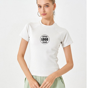 Camiseta de Mujer con Logo Personalizado, Color Sólido, Manga Raglán, Corte Ajustado, 92% Algodón, 8% Elastano, para Deportes y Entrenamiento - Product Image 1