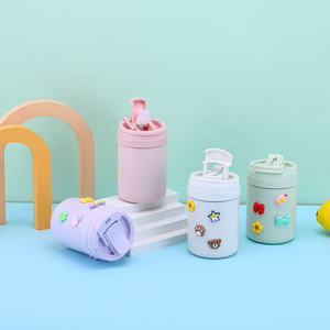 Custom 300ml 500ml Cartoon Mini Double Wall Vacuum Insulated Leak Proof Stainless Steel Water <b>Bottle</b> With Straw - Product Image 4
