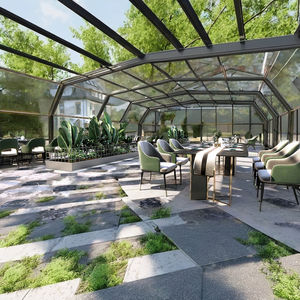 Intrekbare Aluminium Luifel Buiten Tuin Waterdicht Zomerhuis Kleine Prefab Huis Gehard Glas Lamellen Pergola Kit - Product Image 5