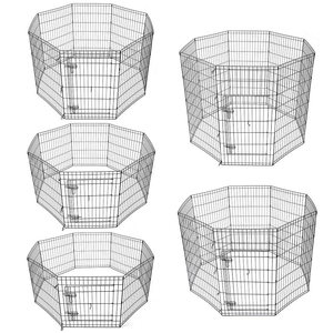 กรงออกกำลังกายสำหรับสัตว์เลี้ยงแบบพับได้ ทำจากโลหะ 8 แผง ไม่มีประตู ขนาด 60 x 60 x 30 นิ้ว สีดำ - Product Image 3