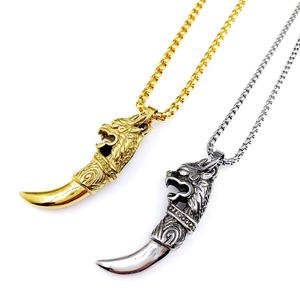 <span class=keywords><strong>Collana</strong></span> Hip Hop da Uomo <span class=keywords><strong>con</strong></span> <span class=keywords><strong>Ciondolo</strong></span> a Forma di <span class=keywords><strong>Dente</strong></span> di Drago in Acciaio Inossidabile Dorato - Product Image 1