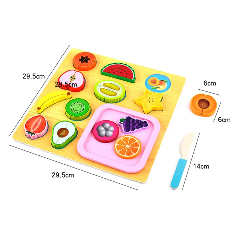 나무 인기있는 주방 장난감 어린이 놀이 마그네틱 음식 퍼즐 장난감 마그네틱 절단 장난감