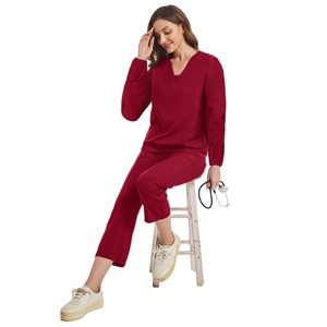 Women's Long Sleeve <b>Scrub</b> Set Moisture Wicking Split Uniform Hospital Workwear Size S XXL - Product Image 4