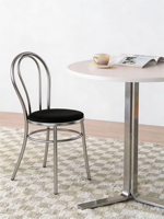 Chaise de salle à manger de style Bauhaus, minimaliste italienne de luxe, revêtement en velours, design en fer forgé du milieu du siècle, pour usage domestique