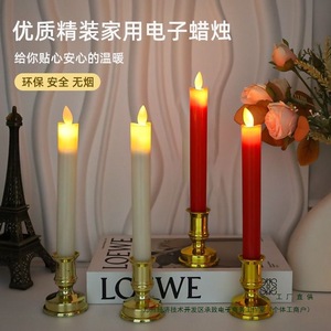 Led <b>Taper</b> <b>Candles</b> Battery Operated Flickering Flameless Home Decoration Valentine'S Day Use Polished Finish - Product Image 1