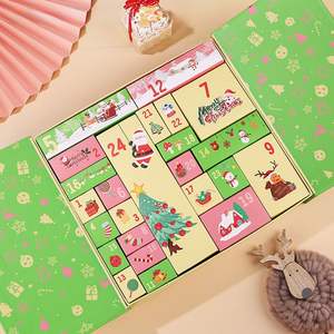 Calendario de Adviento |   Cajas de Cartón Verdes para Tesoros |   Organizador de Almacenamiento con Cuenta Regresiva DIY para Adultos, Niños y Regalos Navideños - Product Image 1