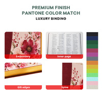 Service d'impression personnalisé en gros OEM, livre biblique en cuir PU imprimé en couleur, design doré, cadeau religieux